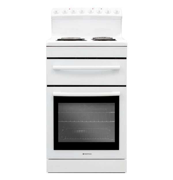 Parmco 540mm Freestanding Stove, Radiant Coil Cooktop, Electric Oven, White