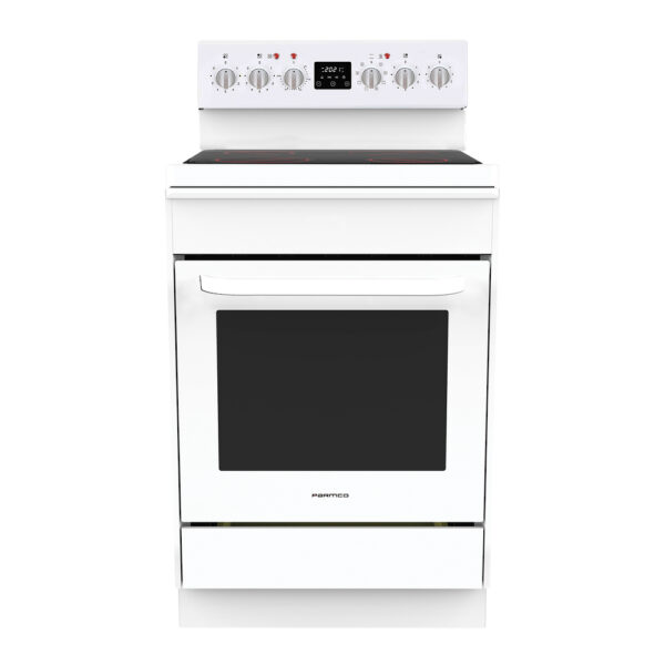 Parmco 600mm Freestanding Stove, Ceramic Cooktop, 8 Function Electric Oven, White