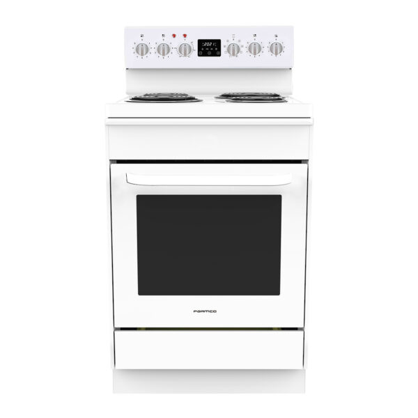 Parmco 600mm Freestanding Stove, Solid Plate Cooktop, Electric Oven, White