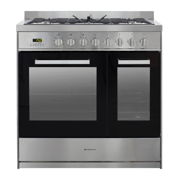 Parmco 900mm Combination Freestanding Stove, 1 & 1/2 Ovens, Stainless Steel