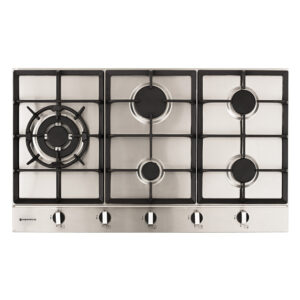 Parmco 900mm Hob, 4 Burner + Wok, Gas, Stainless Steel