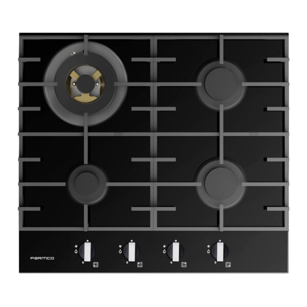 Parmco 600mm Black, Glass, 3 Burner + Wok, Gas Cooktop I Series 7