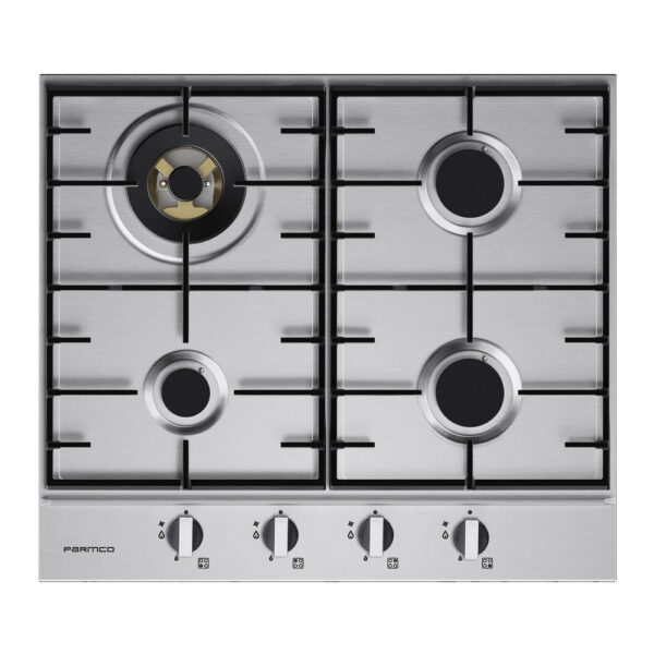 Parmco 600mm Stainless Steel, 3 Burner + WOK, Gas Cooktop