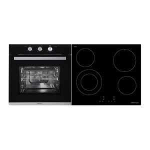 Parmco Pack PPB5C - 600mm 5 Function Black Oven and 600mm 4 Element Black Ceramic Cooktop