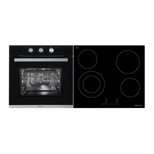 Parmco Pack PPB5C - 600mm 5 Function Black Oven and 600mm 4 Element Black Ceramic Cooktop