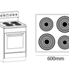 Parmco 600mm Freestanding Stove, Solid Plate Cooktop, Electric Oven, White - Image 3